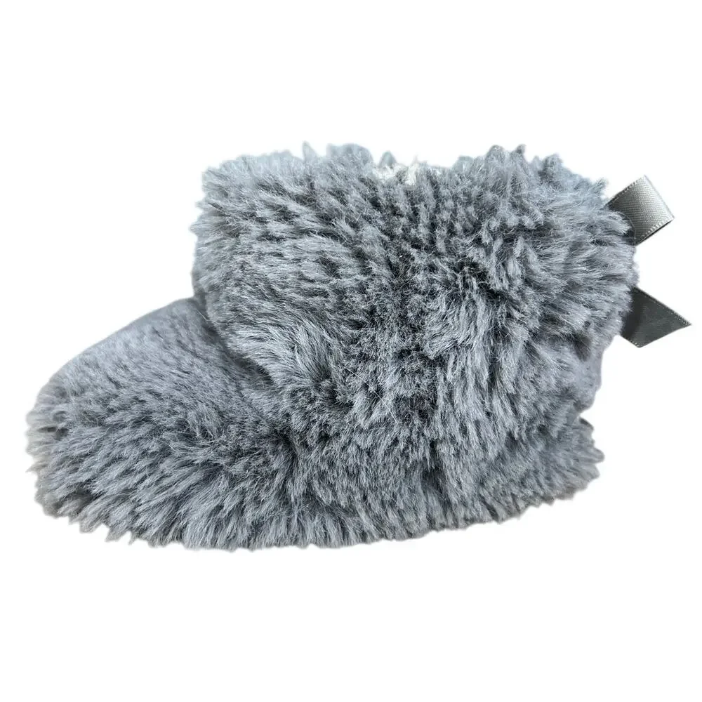 UGG Unisex Crib Booties Gray Jesse Fluff Faux Fur Snow Boots US 2/3